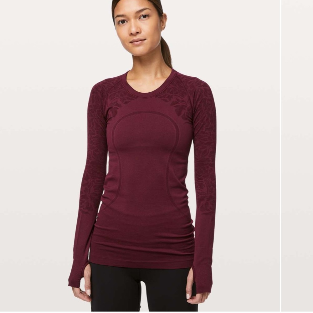Lululemon Swiftly Tech Long Sleeve Crew sz 8 
Deep Ruby / Deep Ruby